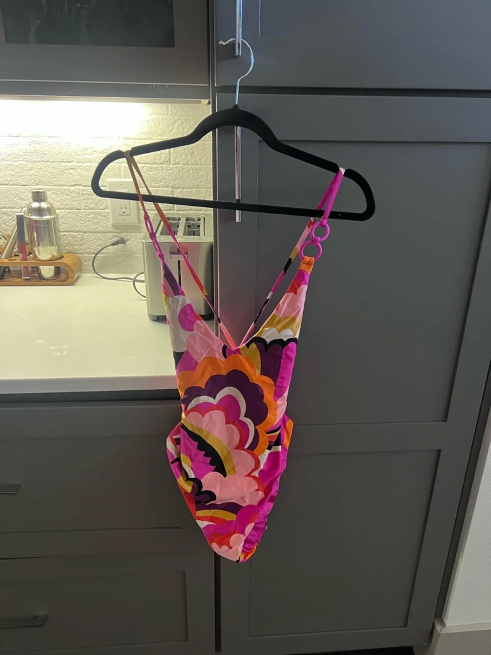 Trina Turk Pink, Purple & Orange Graphic Swimwear - Picture 2 of 4